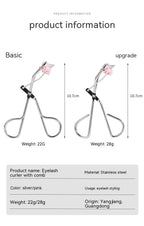 🧴 Natural Curling Eyelash Curler With Comb