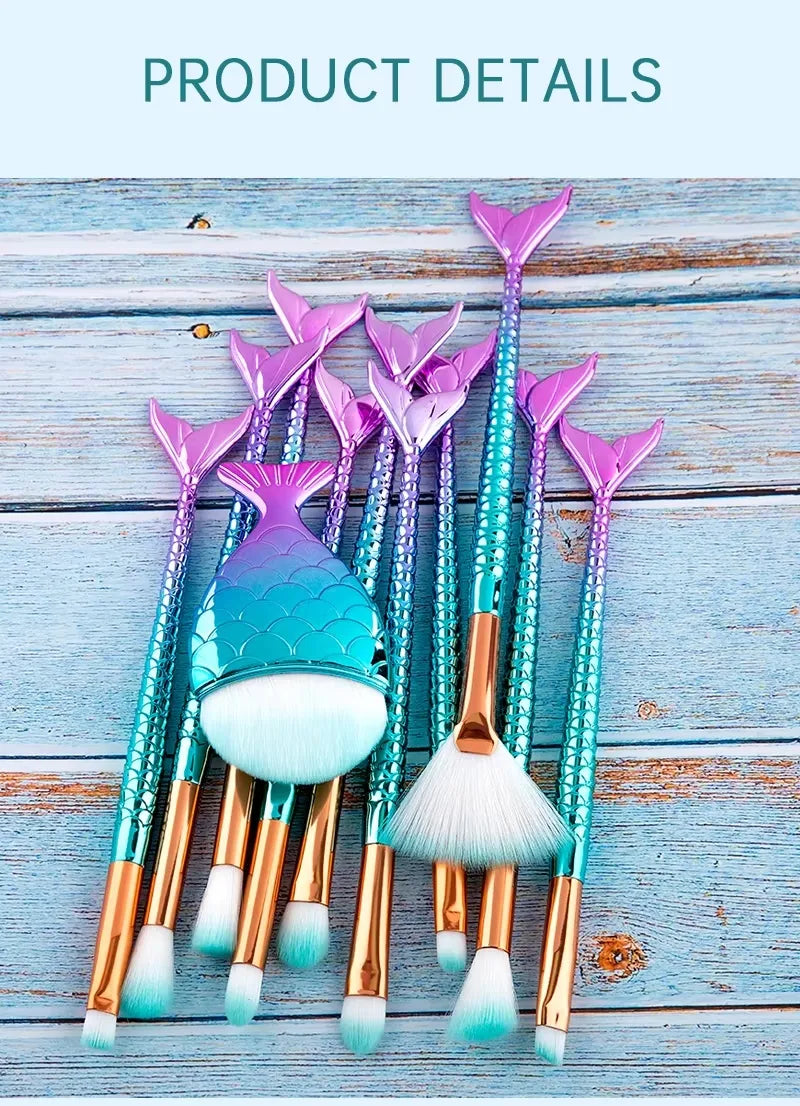 11PCS Mermaid Makeup Brush Set